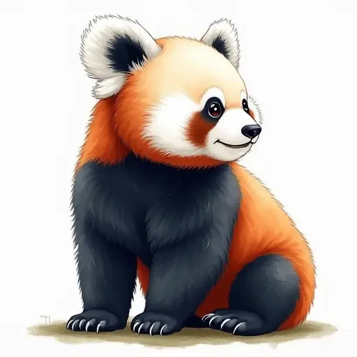 watercolor style of a baby panda from the side view