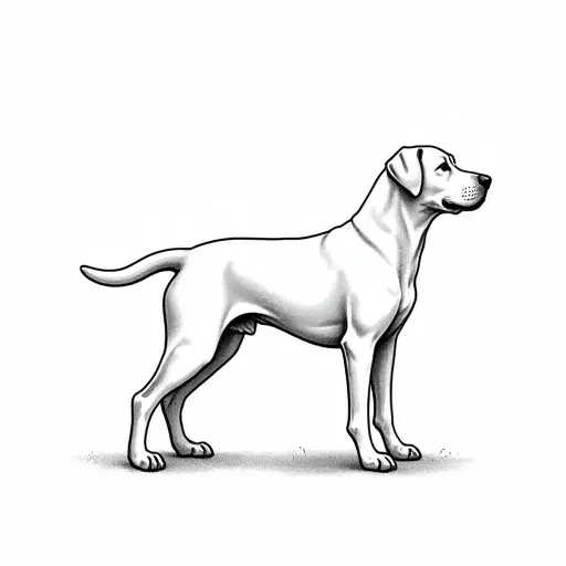 black and white simple line drawing of a labrador retriever from the side view