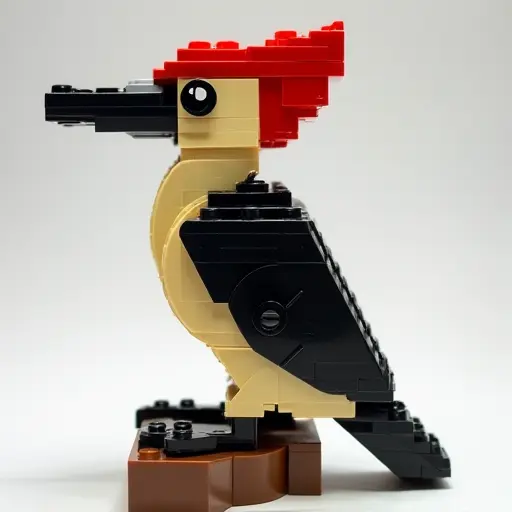 LEGO style of a woodpecker from the side view