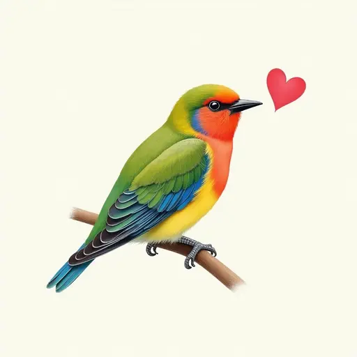 colored pencil drawing style of a lovebird