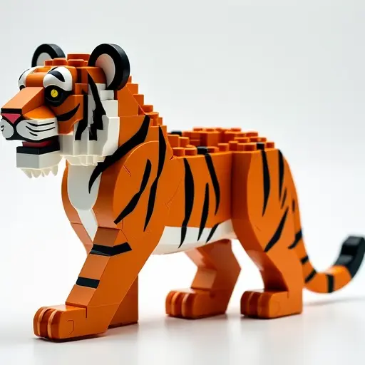 LEGO style of a tiger from the side view