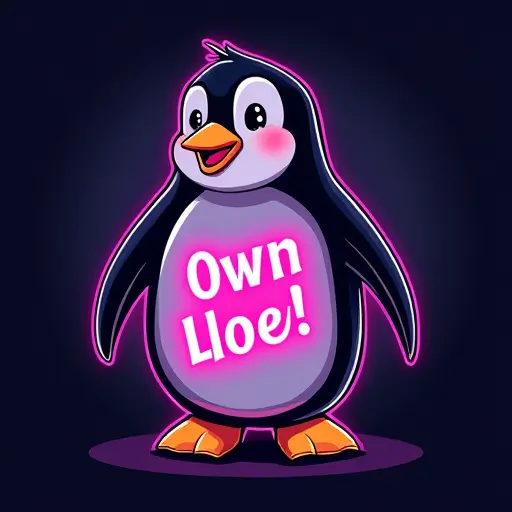 penguin, T-shirt, slogan Own It, neon style