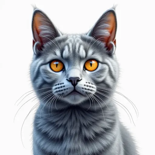 colored pencil drawing style of a russian blue from the front view