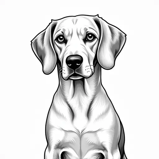 clean pencial outline sketch of a beagle from the front view