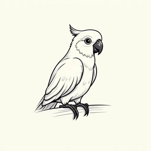 clean pencial outline sketch of a conure