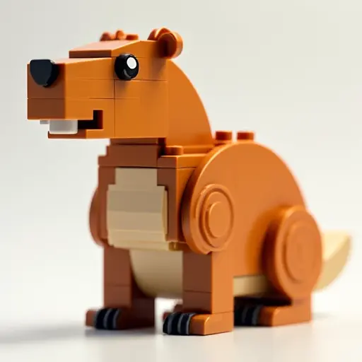 LEGO style of a capybara from the side view