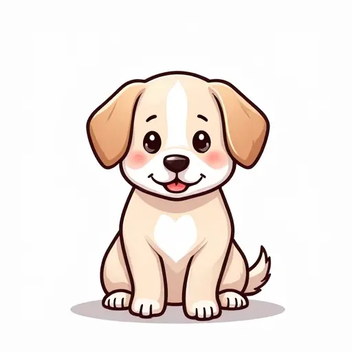 A short-haired dog with a cute expression, drawn in clean, simple lines with a bit of shading.