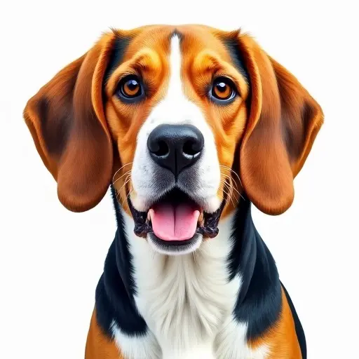 colored pencil drawing style of a beagle from the front view