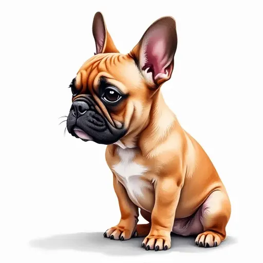 Watercolor style of a french bulldog from the side view