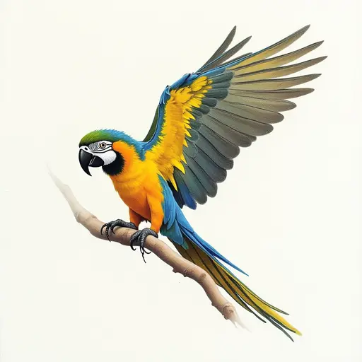 colored pencil drawing style of a macaw