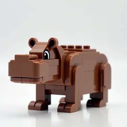 LEGO style of a hippopotamus from the side view