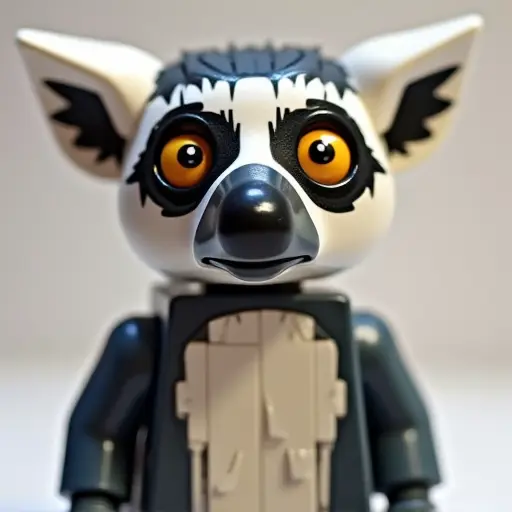 LEGO style of a lemur from the front view