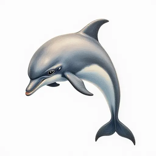 colored pencil drawing style of a baby dolphin from the side view