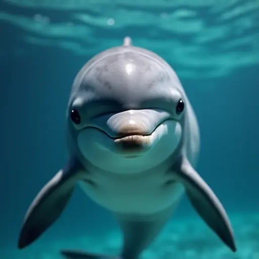 hd photo of a baby dolphin from the front view