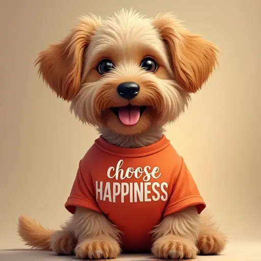 dog, T-shirt, slogan Choose Happiness, joyful style