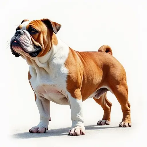 colored pencil drawing style of a bulldog from the side view