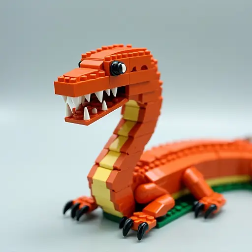 LEGO style of a snake from the side view