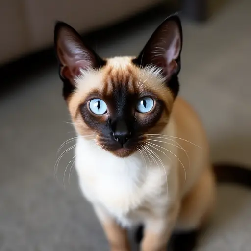 hd photo of a siamese cat from the front view