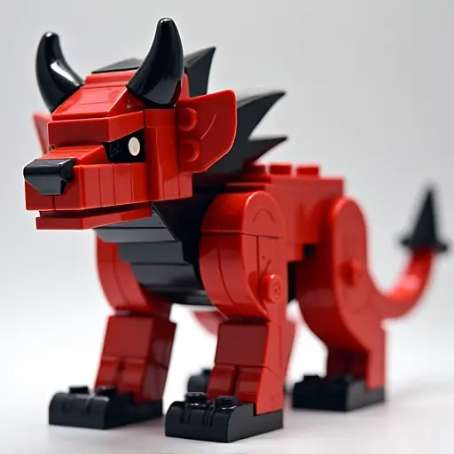 LEGO style of a tasmanian devil from the side view