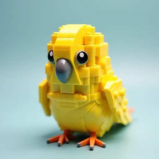 LEGO style of a budgerigar from the front view