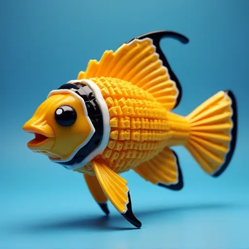 LEGO style of a angelfish from the side view