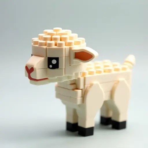 LEGO style of a baby lamb from the side view