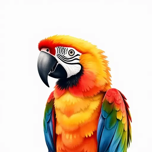 Watercolor style of a parrot from the front view