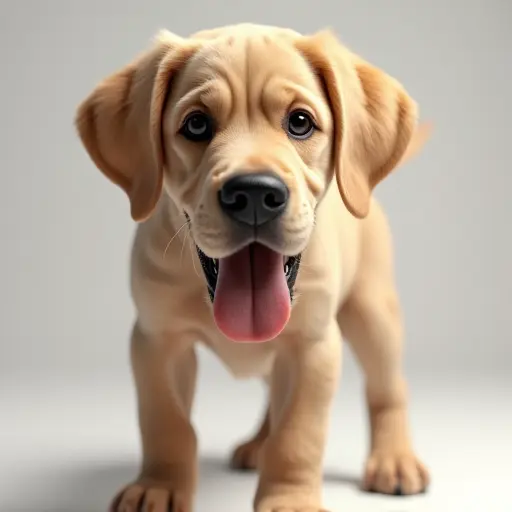 8k hyper real octane render blender of a labrador retriever from the front view