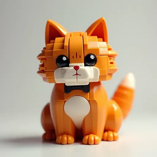 LEGO style of a persian cat from the front view