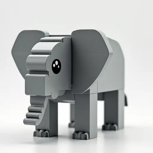 LEGO style of a baby elephant from the side view