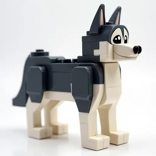 LEGO style of a siberian husky from the side view