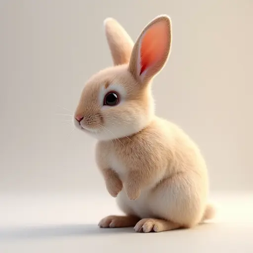 8k hyper real octane render blender of a baby rabbit from the side view