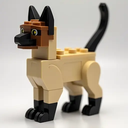 LEGO style of a siamese cat from the side view