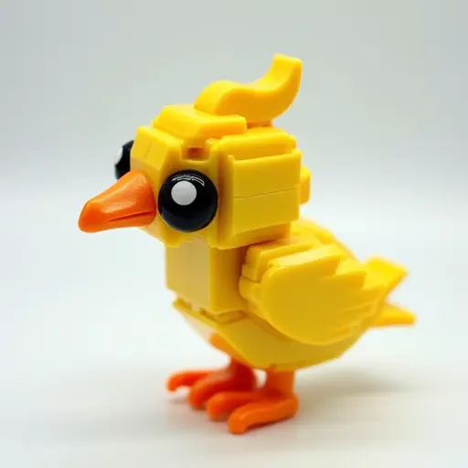 LEGO style of a baby bird from the side view