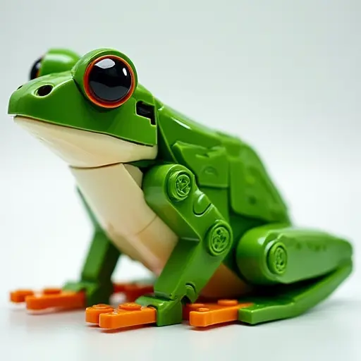 LEGO style of a frog from the side view