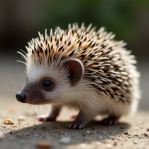 hd photo of a baby hedgehog from the side view