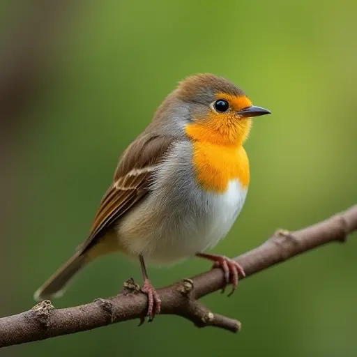 Tiny bird with bright feathers, perched on a branch, looking around with curious eyes.