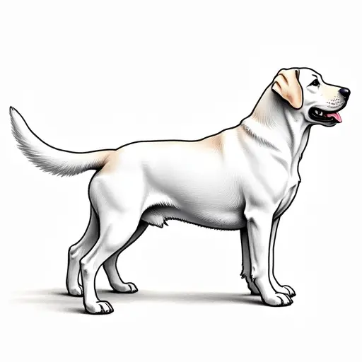 clean hand-drawn outlines of a labrador retriever from the side view