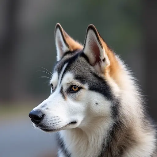 hd photo of a siberian husky from the side view