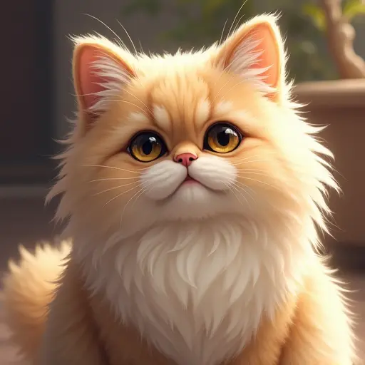 studio ghibli style of a persian cat from the front view