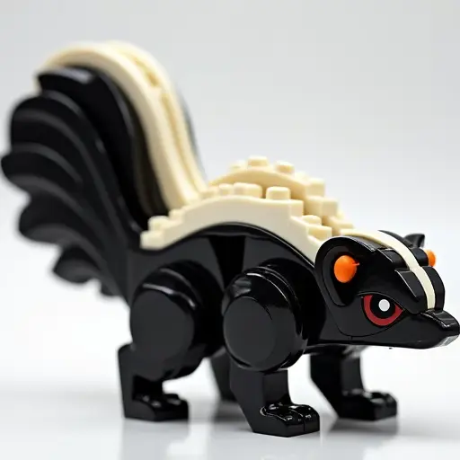 LEGO style of a skunk from the side view