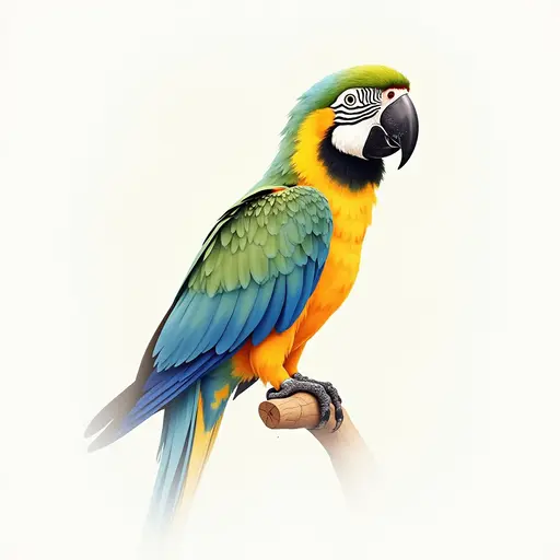 Watercolor style of a macaw