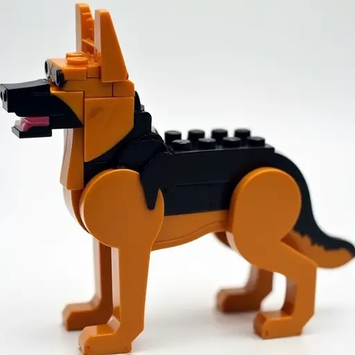 LEGO style of a german shepherd from the side view