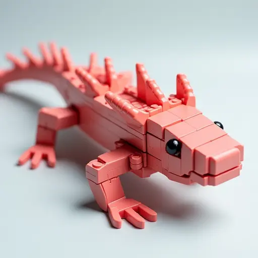 LEGO style of a axolotl from the side view