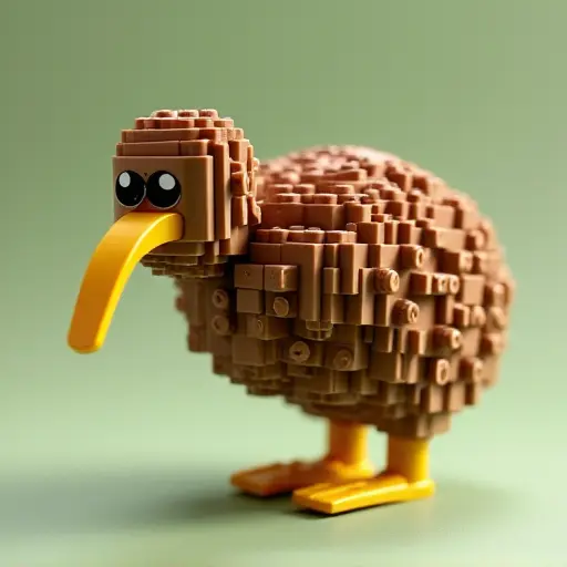 LEGO style of a kiwi from the front view