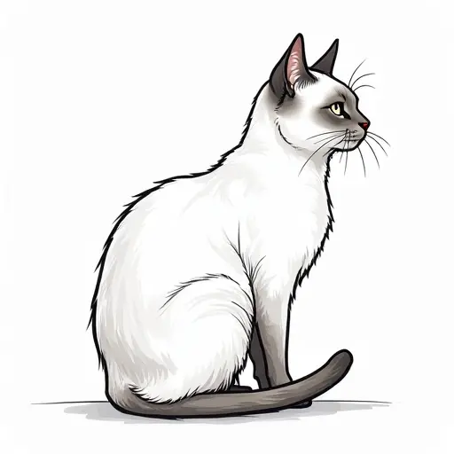 clean hand-drawn outlines of a birman cat from the side view