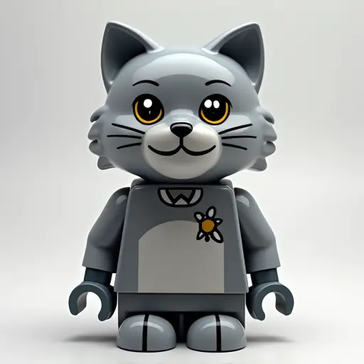 LEGO style of a british shorthair from the front view