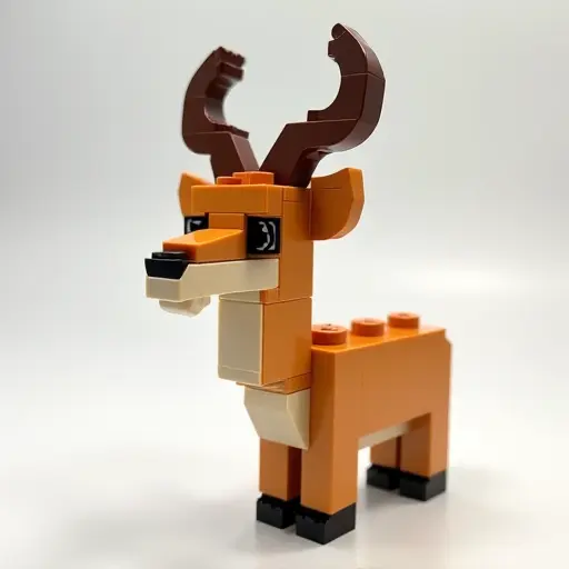 LEGO style of a antelope from the front view