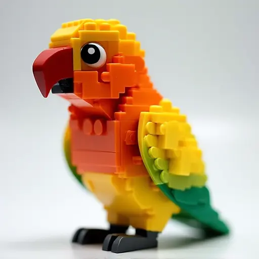 LEGO style of a lovebird from the side view