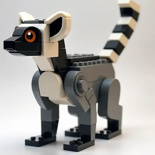 LEGO style of a lemur from the side view